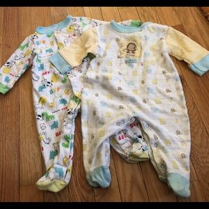 2 Animal Print Footie Pajamas